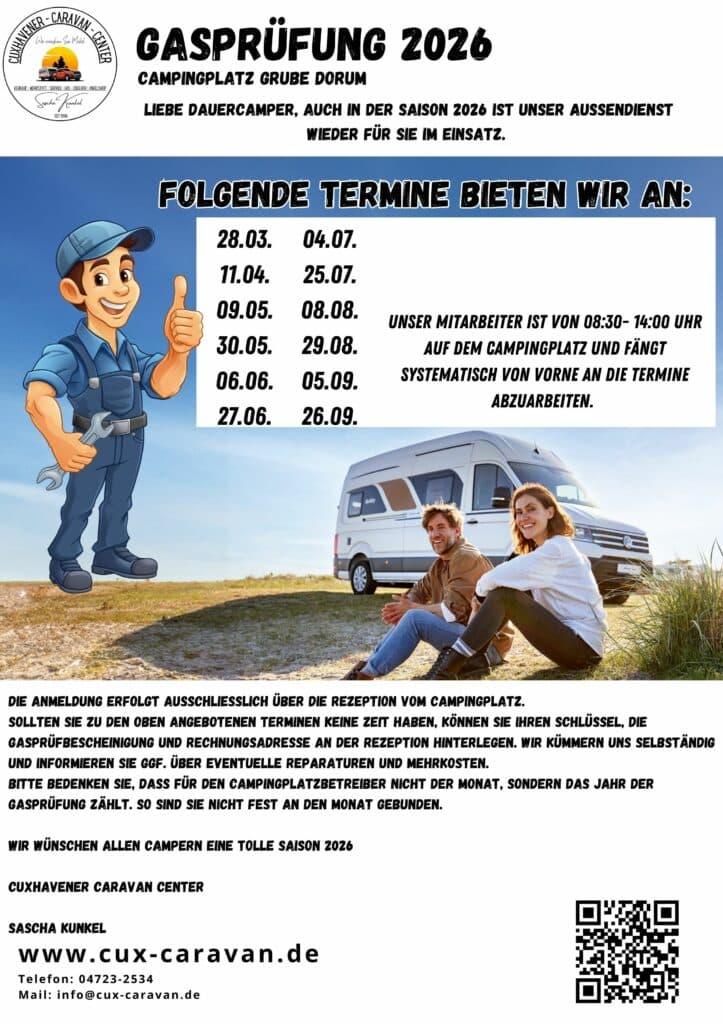 Gas inspection 2026 camping schedule poster
