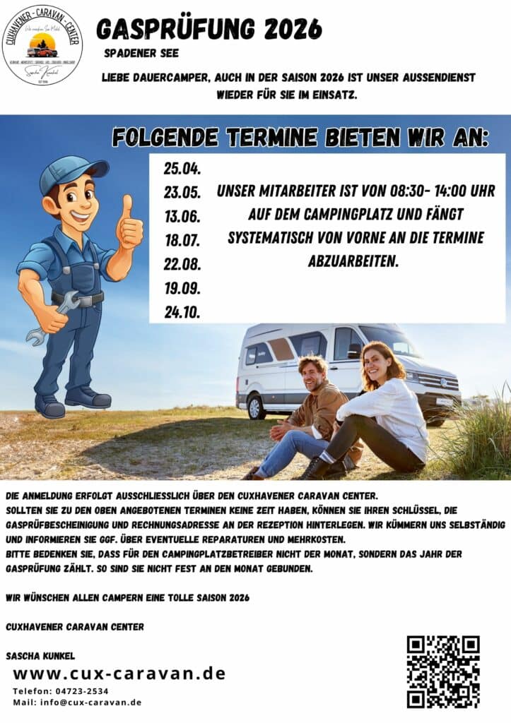 Gas inspection 2026 camping service dates flyer