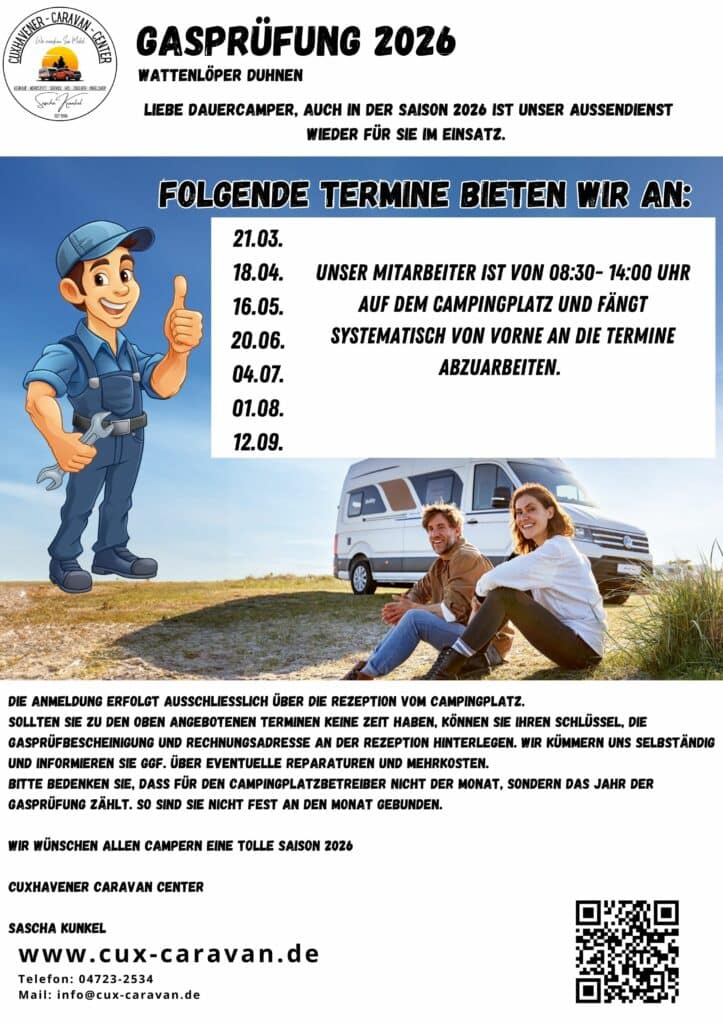 Gas inspection 2026 camping schedule poster