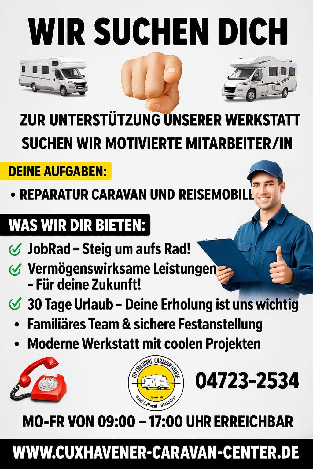 Vollzeitstelle im Cuxhavener-Caravan-Center!